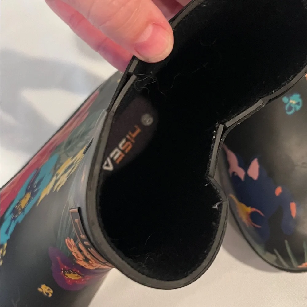 HISEA Floral Short Rain Boots - Black